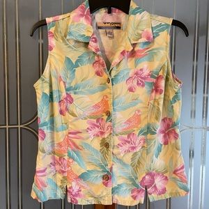 Vintage Tropical Tiki Hawaiian Sleeveless Shirt